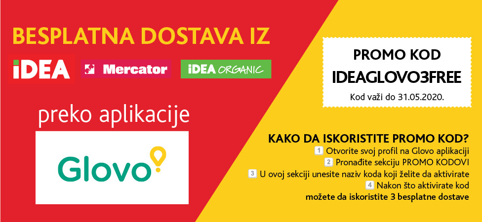 BESPLATNA DOSTAVA preko aplikacije Glovo