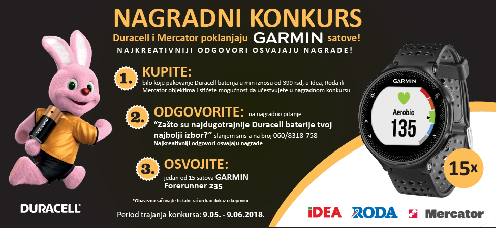 Mercator i Duracell poklanjaju Garmin satove