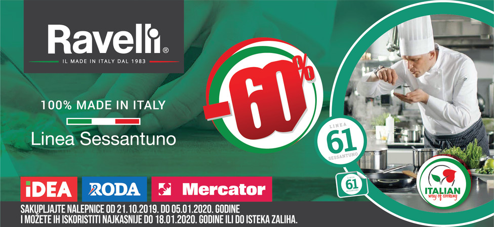 Ravelli posuđe u IDEA, Roda i Mercator prodavnicama