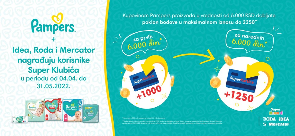 Zašto roditelji biraju Pampers u IDEA Super, Roda i Mercator prodavnicama?