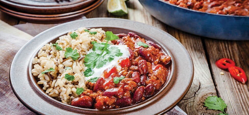 Pirinač sa umakom od pasulja i sočiva