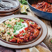 Pirinač sa umakom od pasulja i sočiva